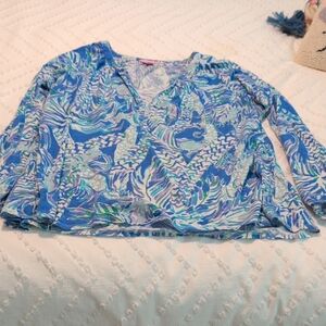 Lilly Pulitzer Blue and Green Patterned Blouse